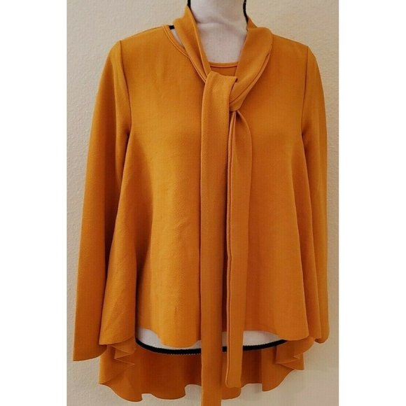 Romwe Tops - Romwe Women's Raw Hem Long Sleeve Belted Flare Pep